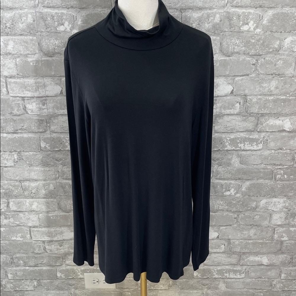 Soft Surroundings Black Long-Sleeve Mock Neck Top